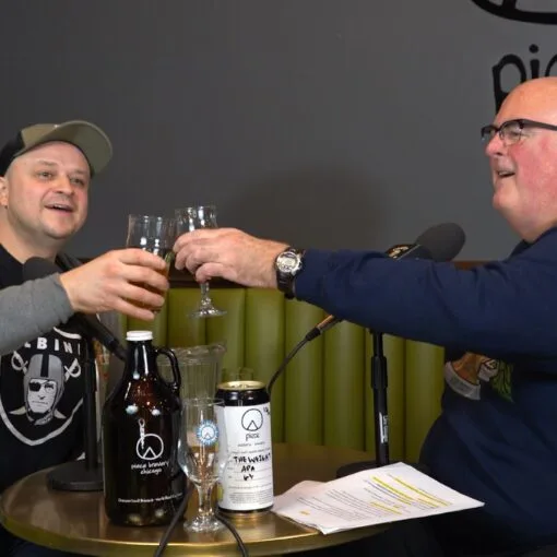 Keil Weimer, head brewer at Piece Brewery and Pizzeria, and Crafty Brewers podcast host Brian Noonan