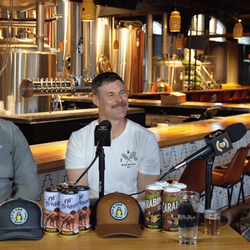 From left to right: Ike & Oak Owner Ed Ranquist and Head Brewer Nathan Tertell talk to Brian Noonan on the Crafty Brewers podcast