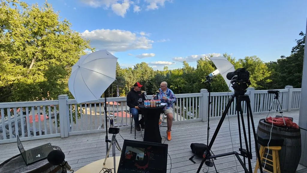 Buffalo Creek Owner and Brewmeister Mike Marr talks (left) talks to Crafty Brewers podcast host Brian Noonan (right)