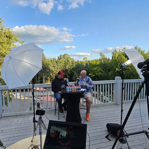 Buffalo Creek Owner and Brewmeister Mike Marr talks (left) talks to Crafty Brewers podcast host Brian Noonan (right)