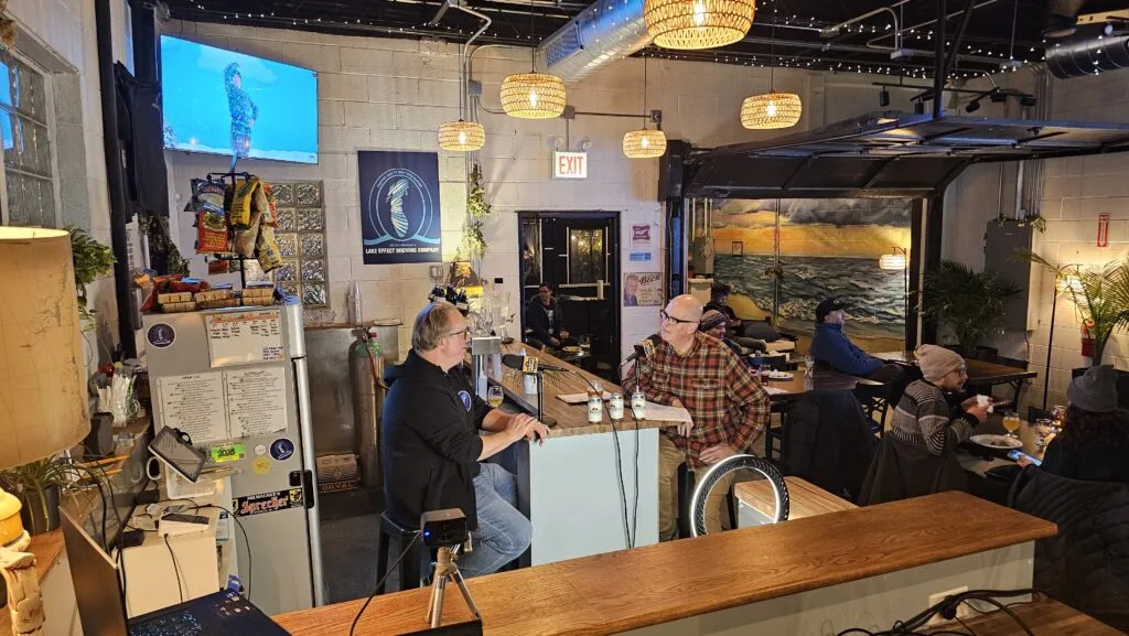 Lake Effect Brewery Owner Clint Bautz (left) talks to Brian Noonan (right) on the Crafty Brewers Podcast
