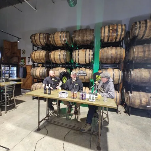 Brothership Brewing Head Brewer David Basile (left) and Co-Owner Tom Soltis (center) talk to Brian Noonan (right) on the Crafty Brewers podcast